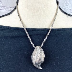 Silver leaf pendant with necklace